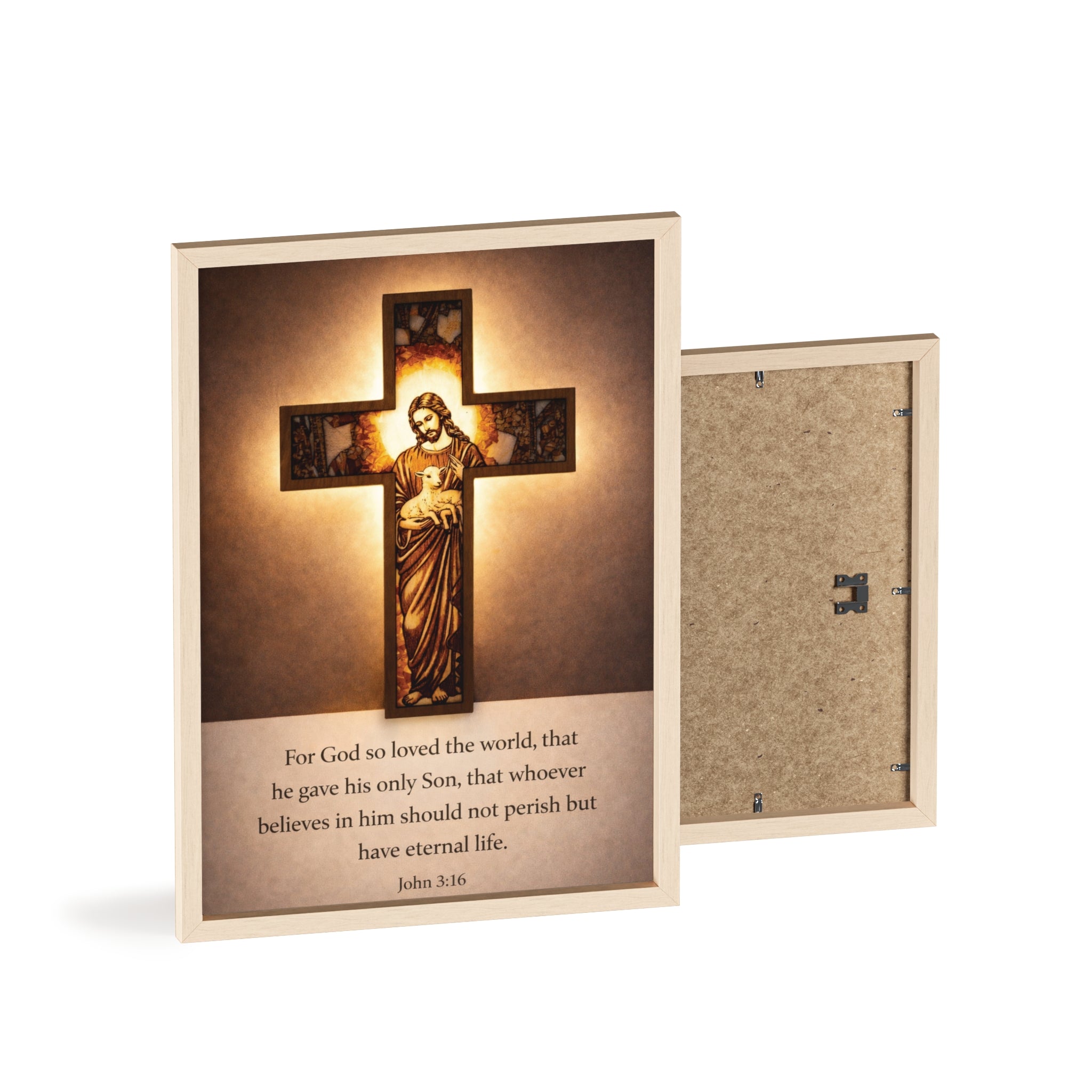 John 3:16 Inspirational Wall Art — Framed Christian Cross Poster