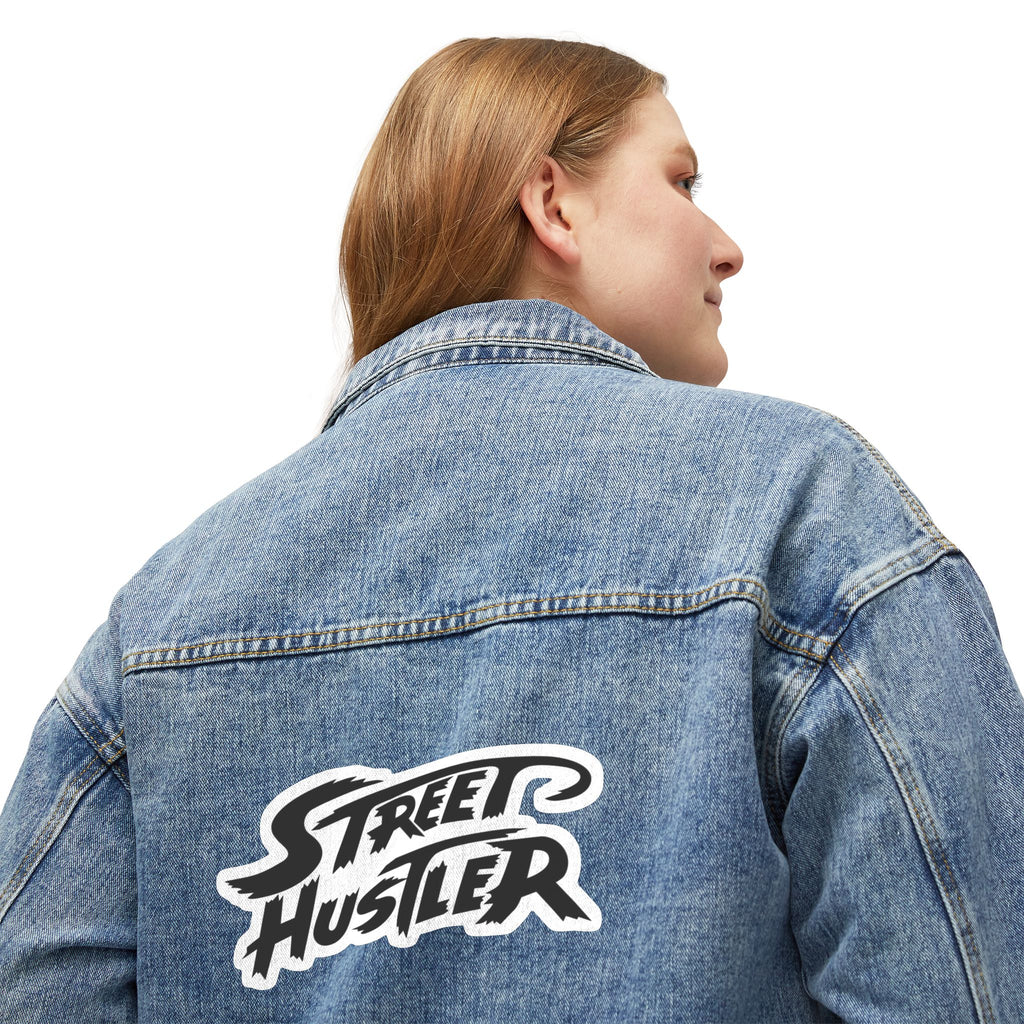 Street Hustler Denim Jacket - Women's Retro Graphic Jean Jacket