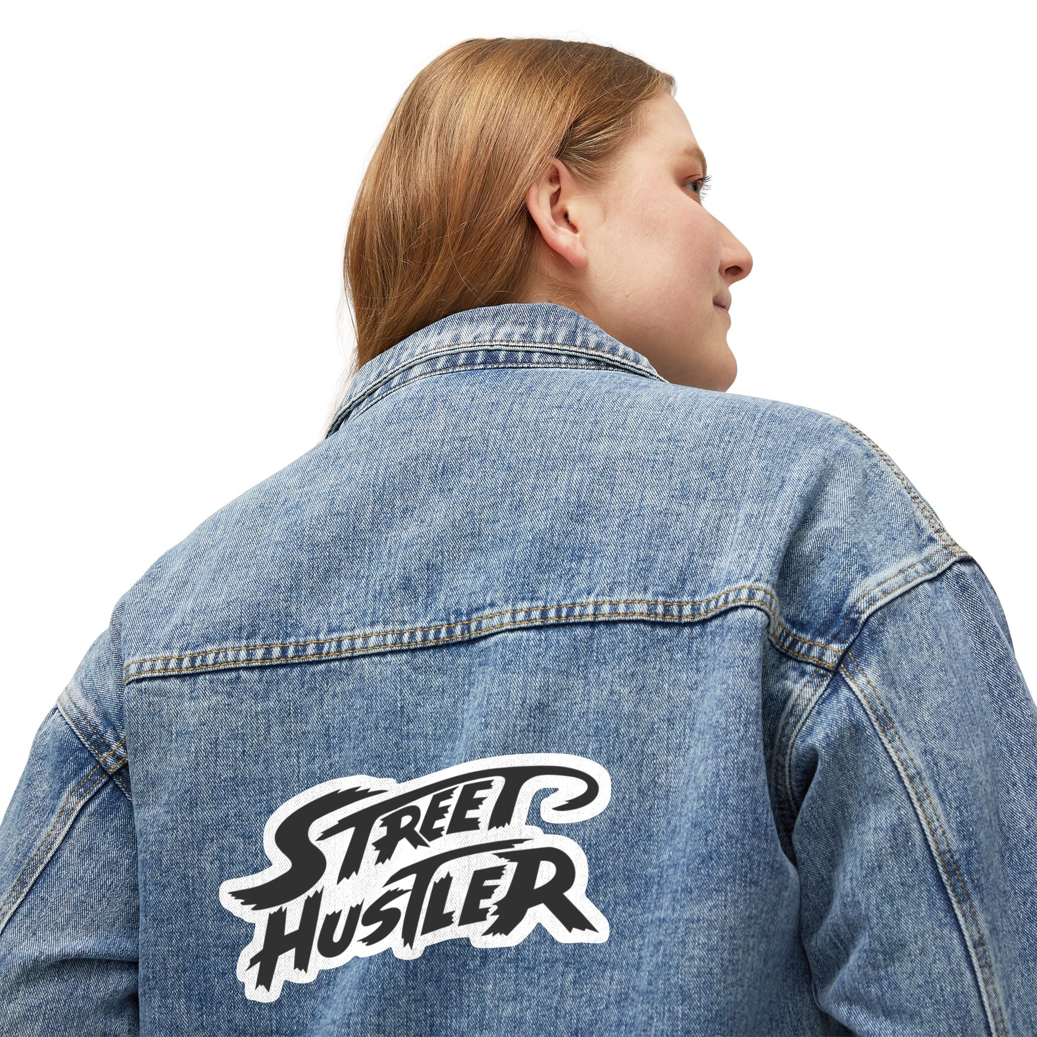 Street Hustler Denim Jacket - Women's Retro Graphic Jean Jacket