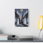 Angel Trio Matte Canvas Wall Art — Ethereal Gothic Celestial Print