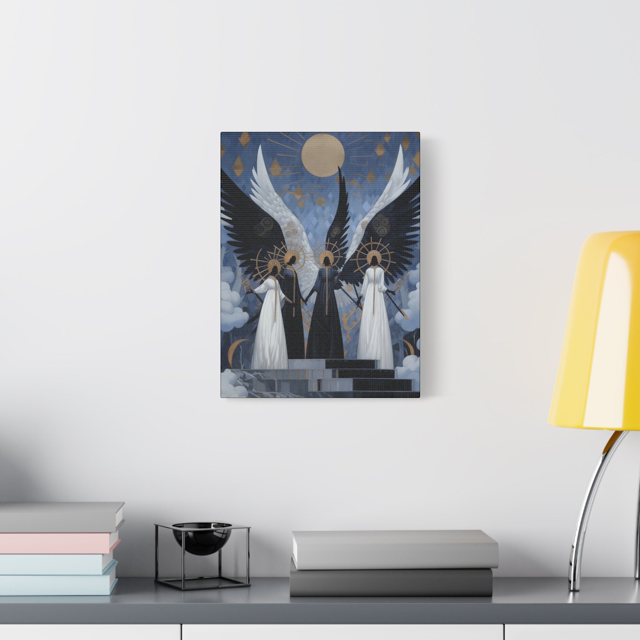 Angel Trio Matte Canvas Wall Art — Ethereal Gothic Celestial Print