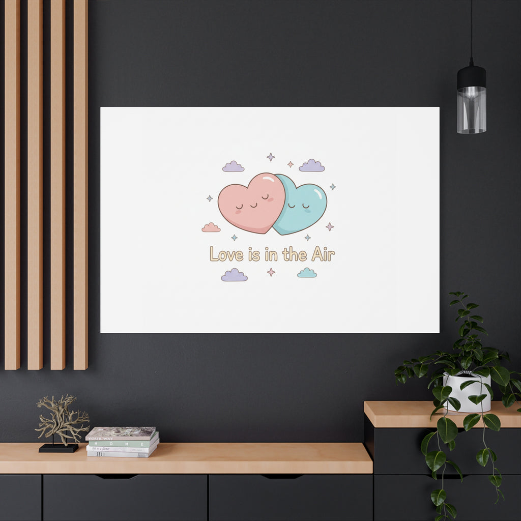Love Is in the Air Heart Illustration Canvas | Micro‑Romance Galentine’s Pastel