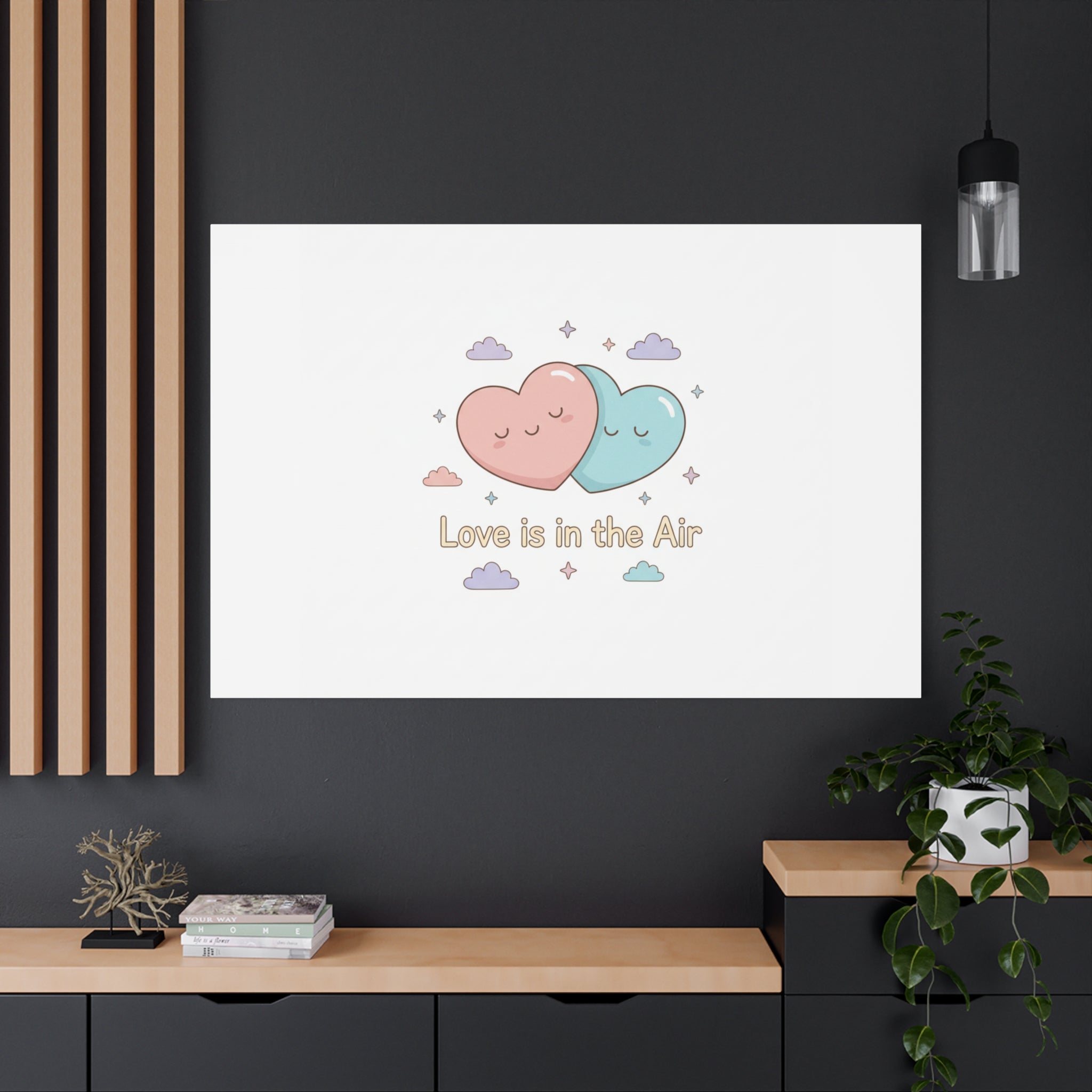 Love Is in the Air Heart Illustration Canvas | Micro‑Romance Galentine’s Pastel