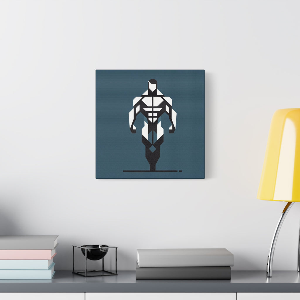 Geometric Bodybuilder Canvas Art – Minimalist Fitness Wall Decor