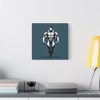 Geometric Bodybuilder Canvas Art – Minimalist Fitness Wall Decor