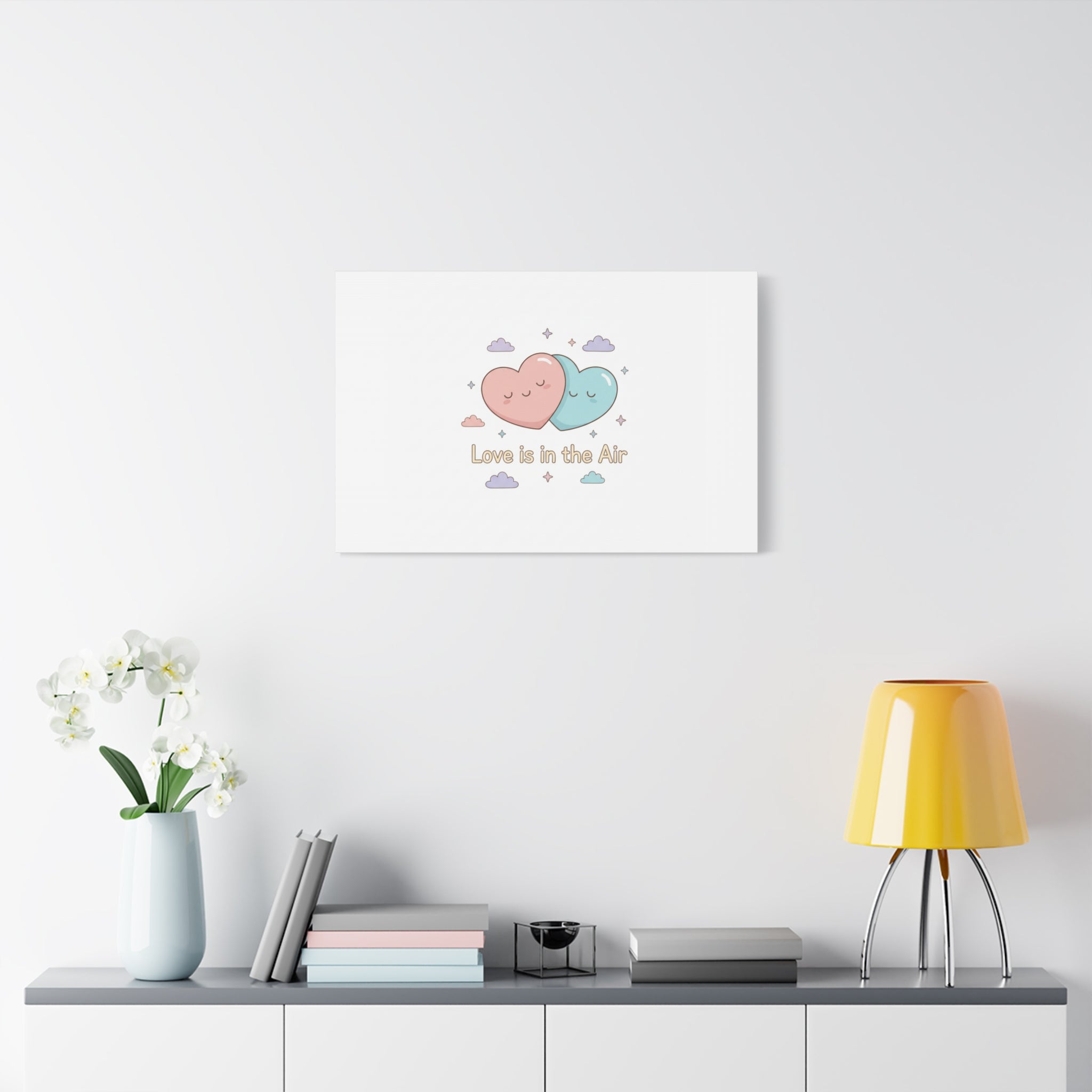Love Is in the Air Heart Illustration Canvas | Micro‑Romance Galentine’s Pastel
