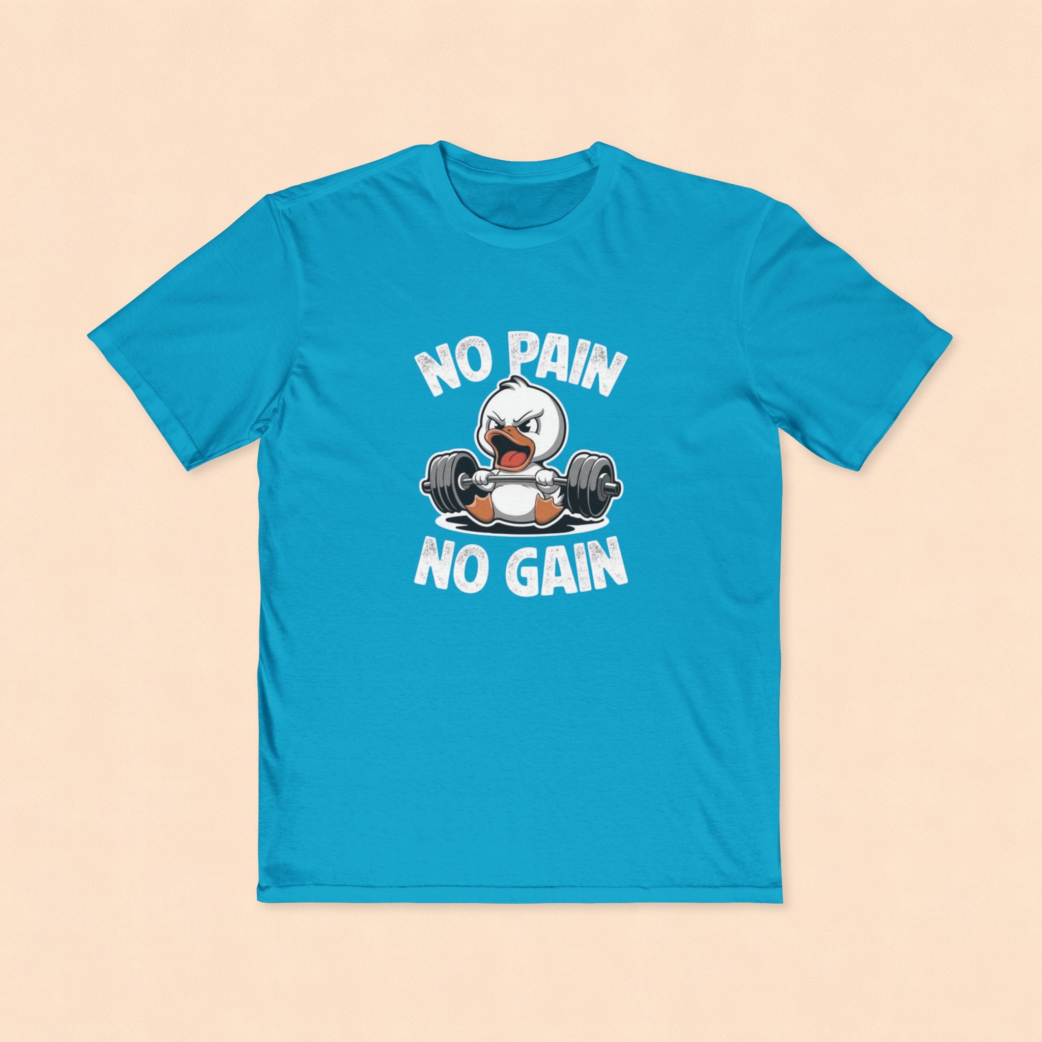 No Pain No Gain Fitness Tee — Angry Penguin Weightlifting Gym Shirt