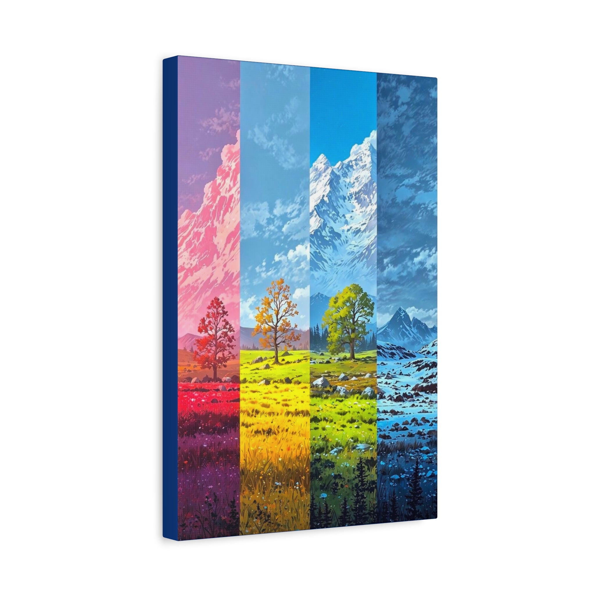 Seasons Spectrum Matte Canvas Wall Art — Colorful Mountain Landscape (Stretched)