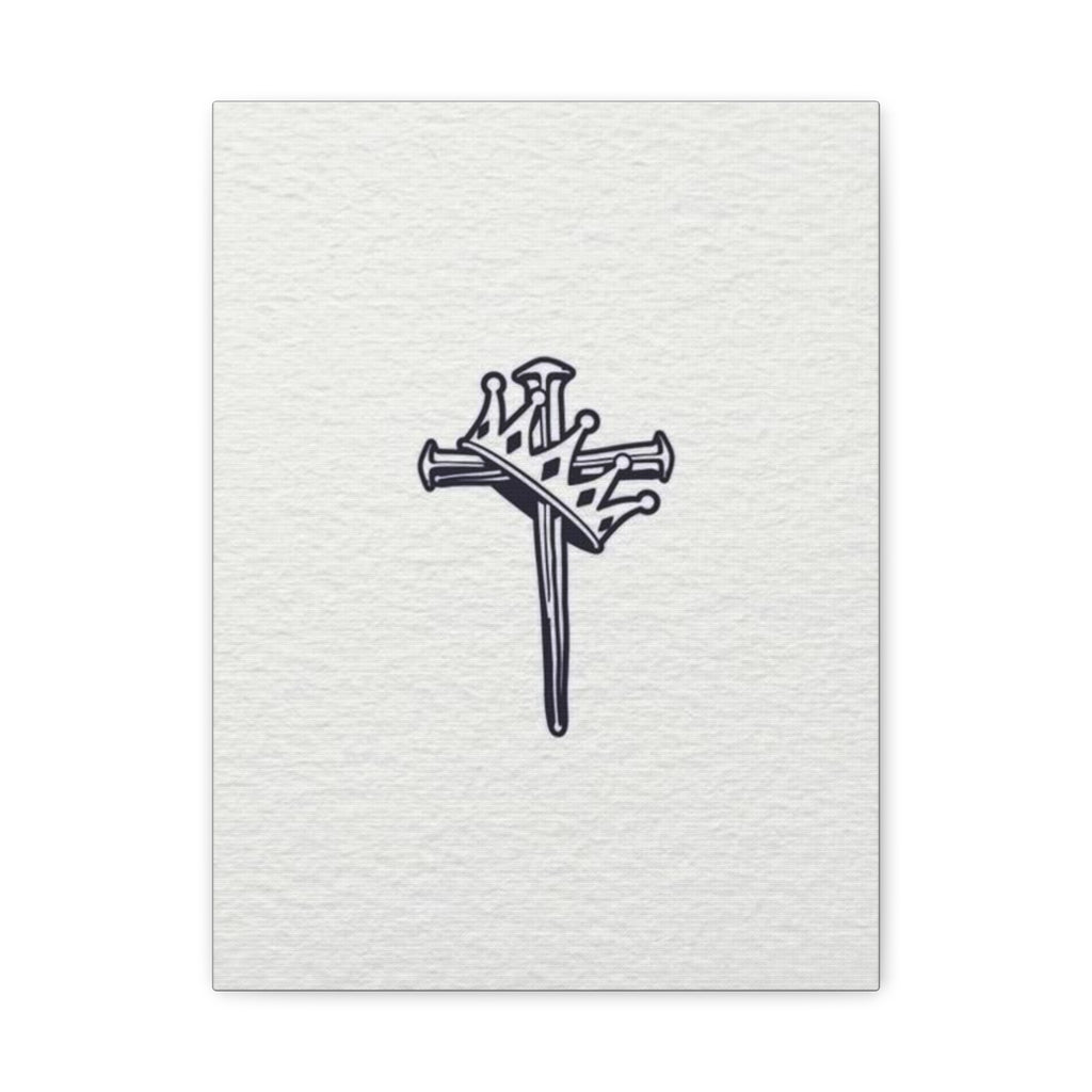 Nail Cross Canvas Art — Minimalist Religious Matte Stretched Wall Decor