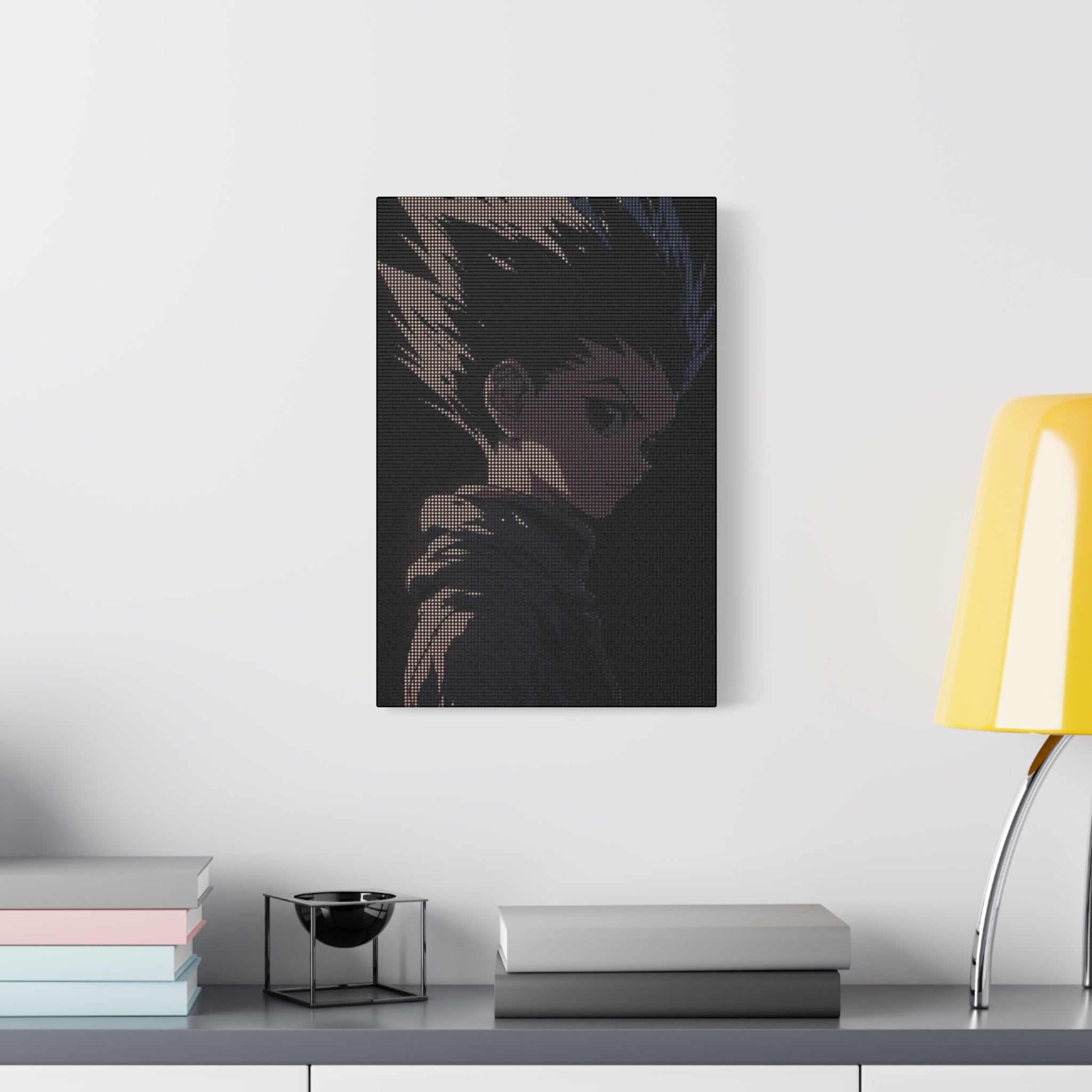 Dark Anime Portrait Matte Canvas Wall Art - Moody Character Silhouette