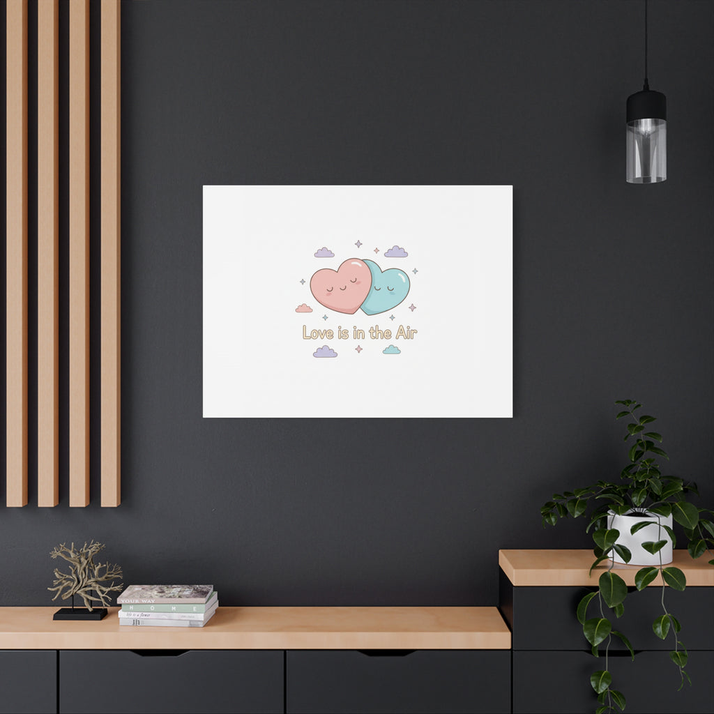Love Is in the Air Heart Illustration Canvas | Micro‑Romance Galentine’s Pastel
