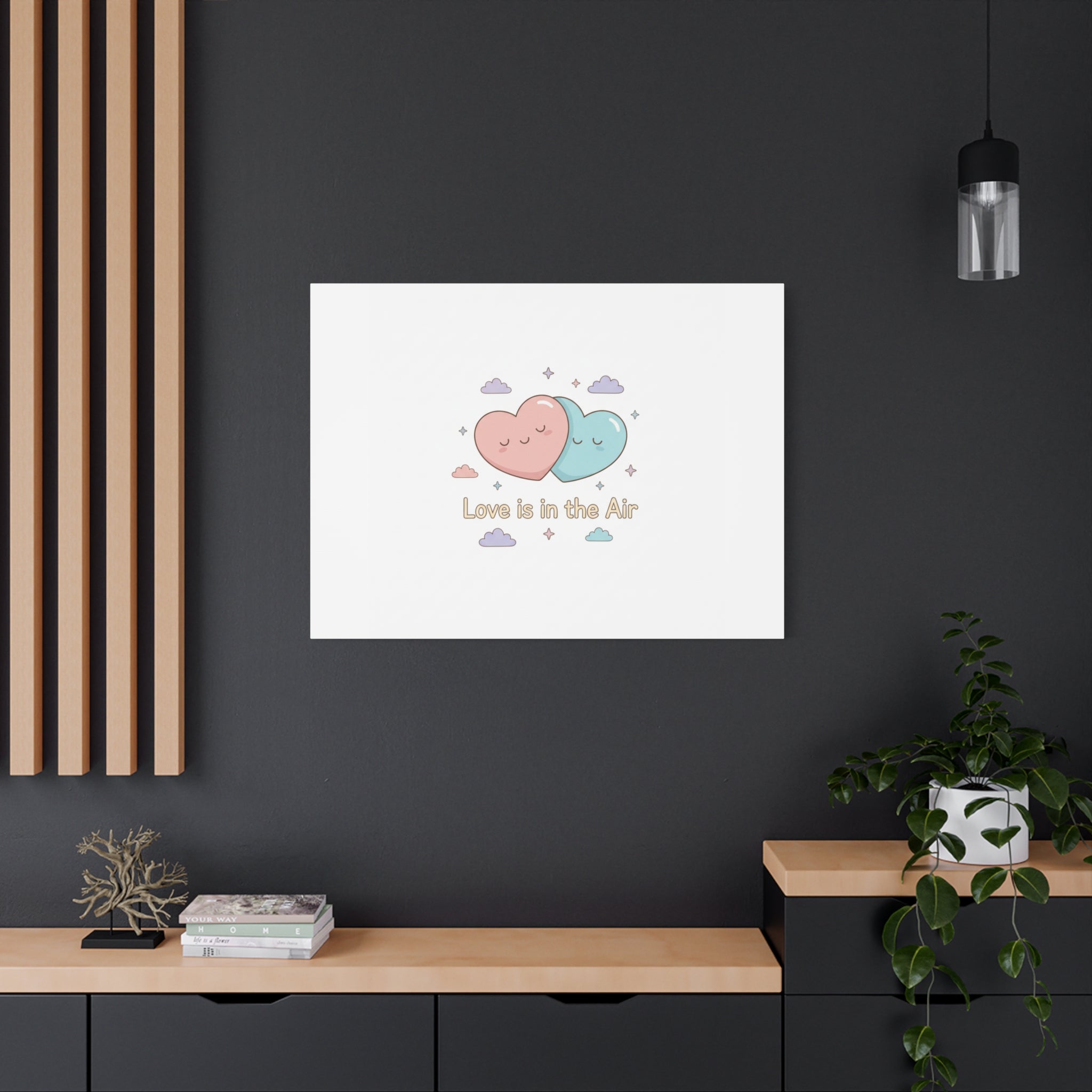 Love Is in the Air Heart Illustration Canvas | Micro‑Romance Galentine’s Pastel