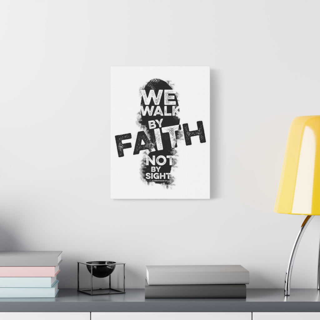 Faith Wall Canvas - "We Walk by Faith Not by Sight" Inspirational Stretched Matte Art