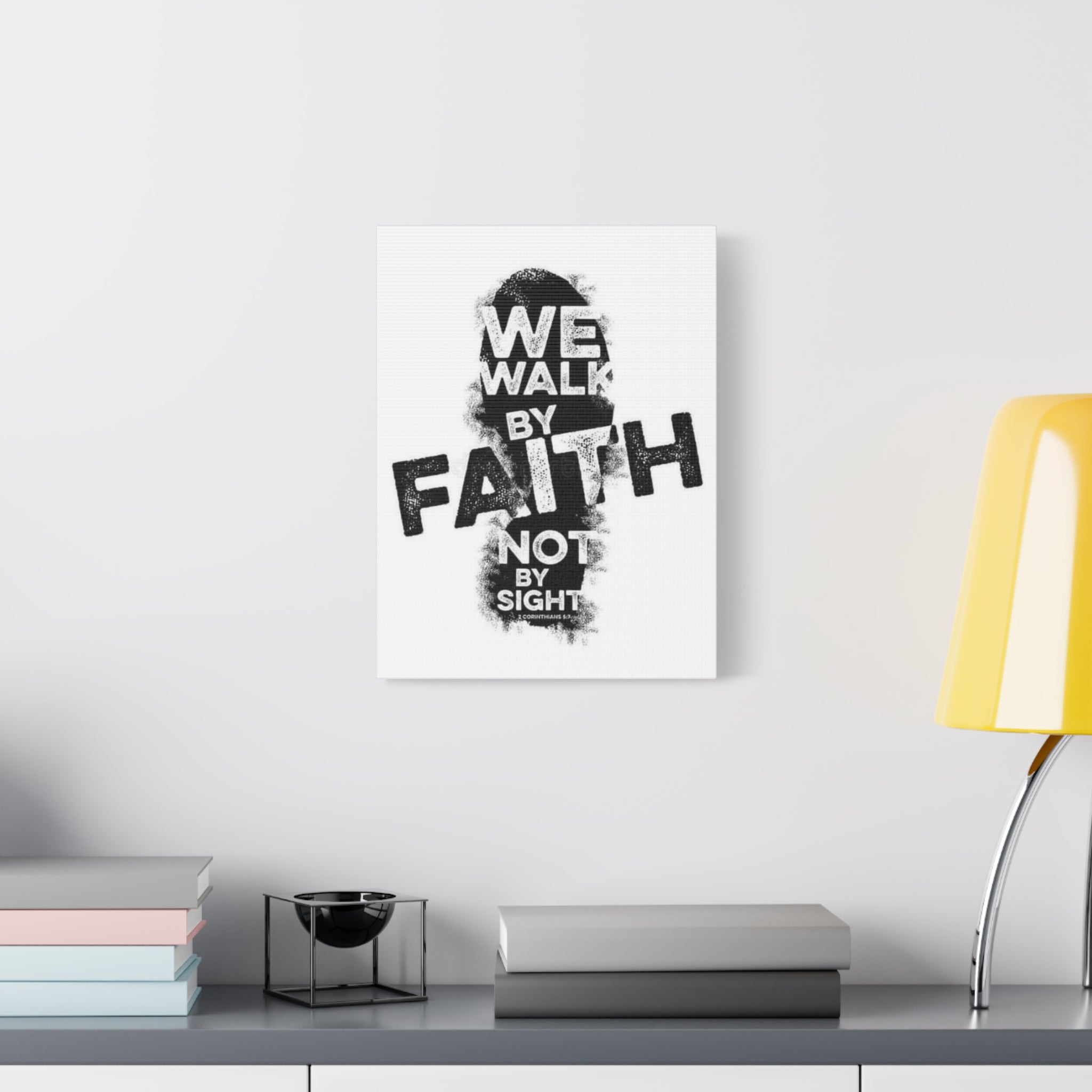 Faith Wall Canvas - "We Walk by Faith Not by Sight" Inspirational Stretched Matte Art