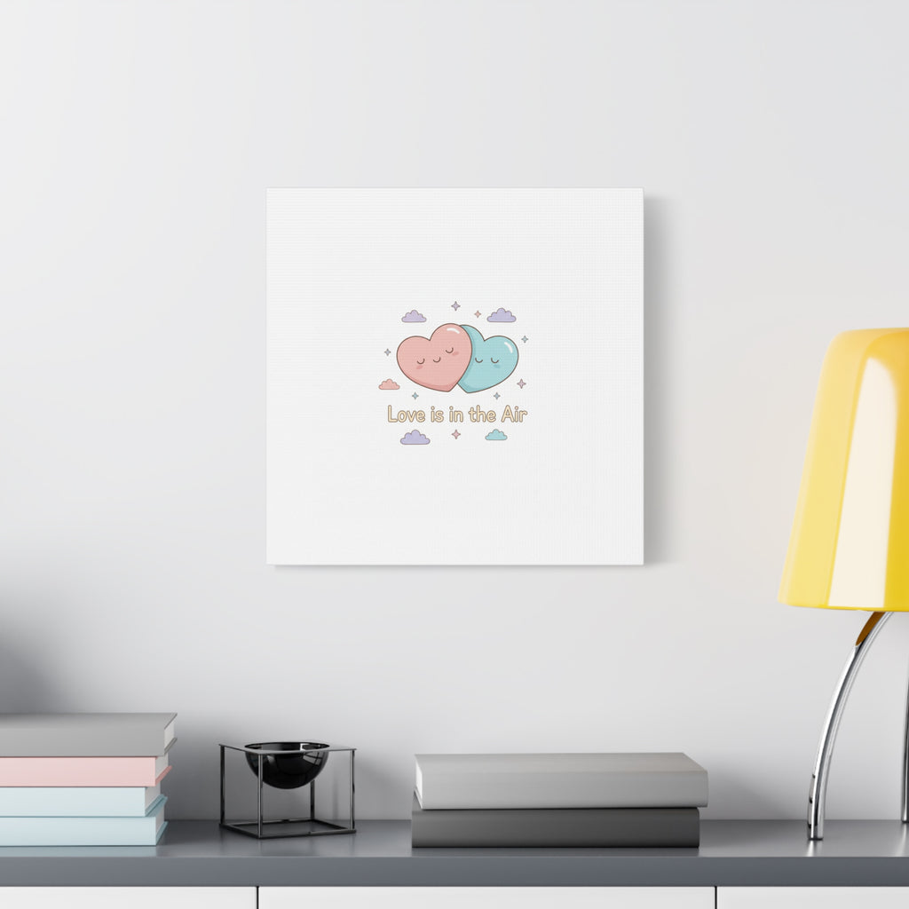 Love Is in the Air Heart Illustration Canvas | Micro‑Romance Galentine’s Pastel