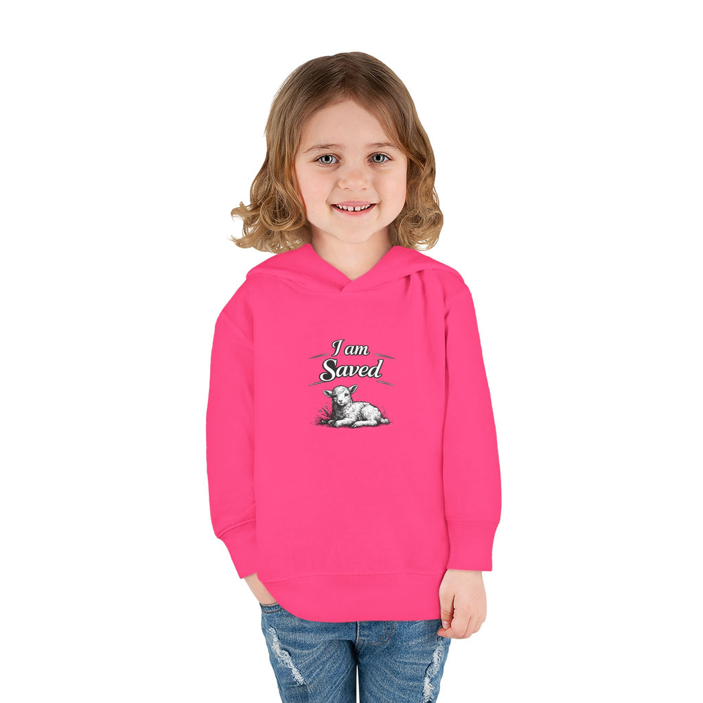 Toddler Hoodie — 'I Am Saved' Lamb & Jesus Portrait Christian Pullover
