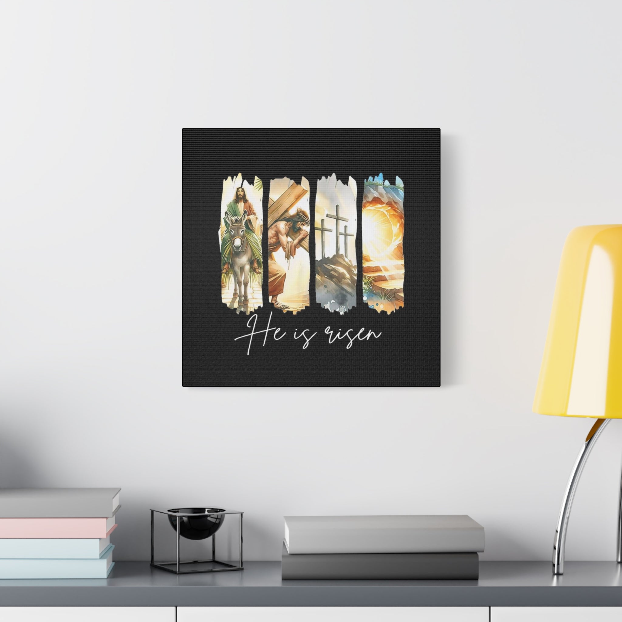 He Is Risen Matte Canvas Wall Art — Christian Easter Scripture Decor