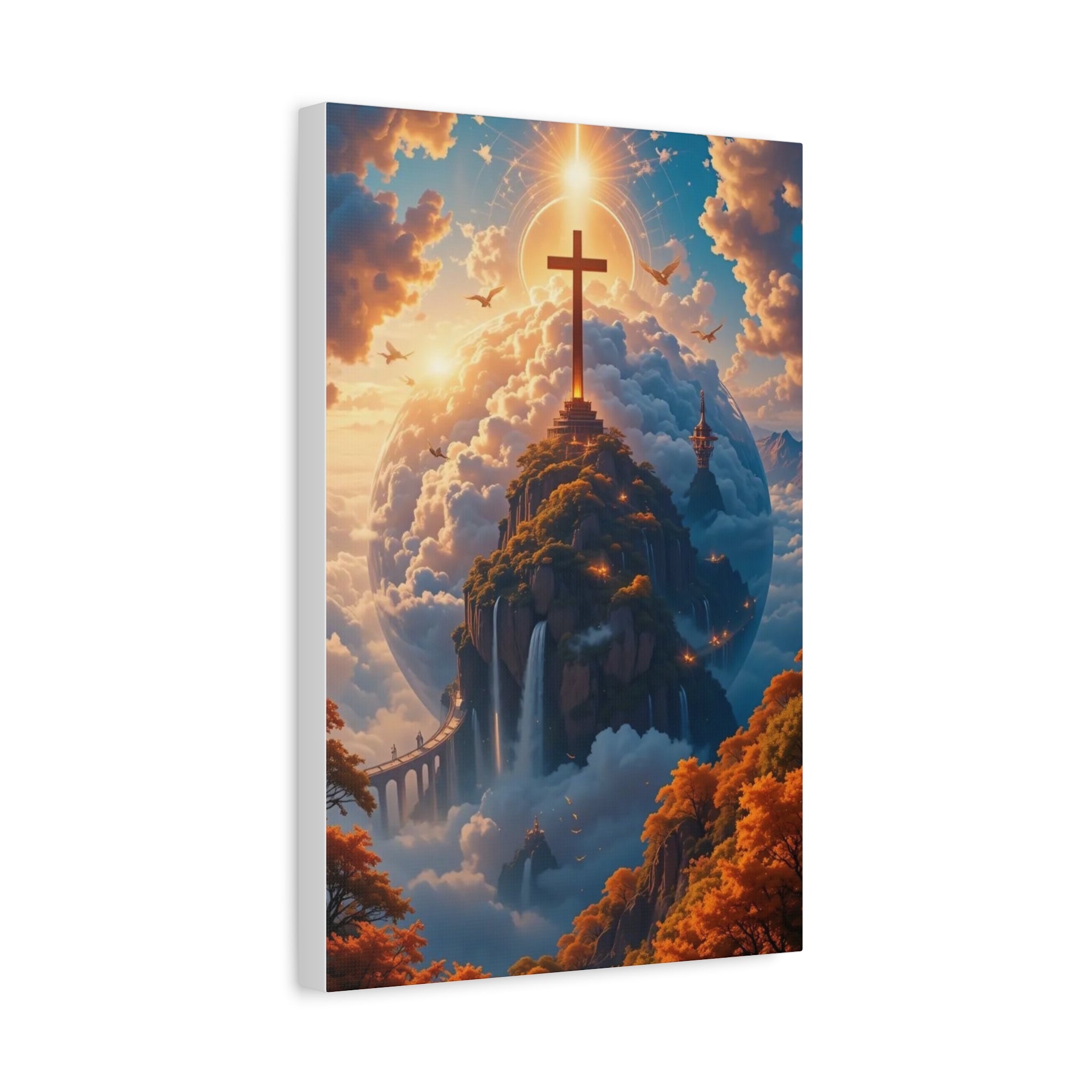 Heavenly Cross Canvas Wall Art — Inspirational Christian Church Decor