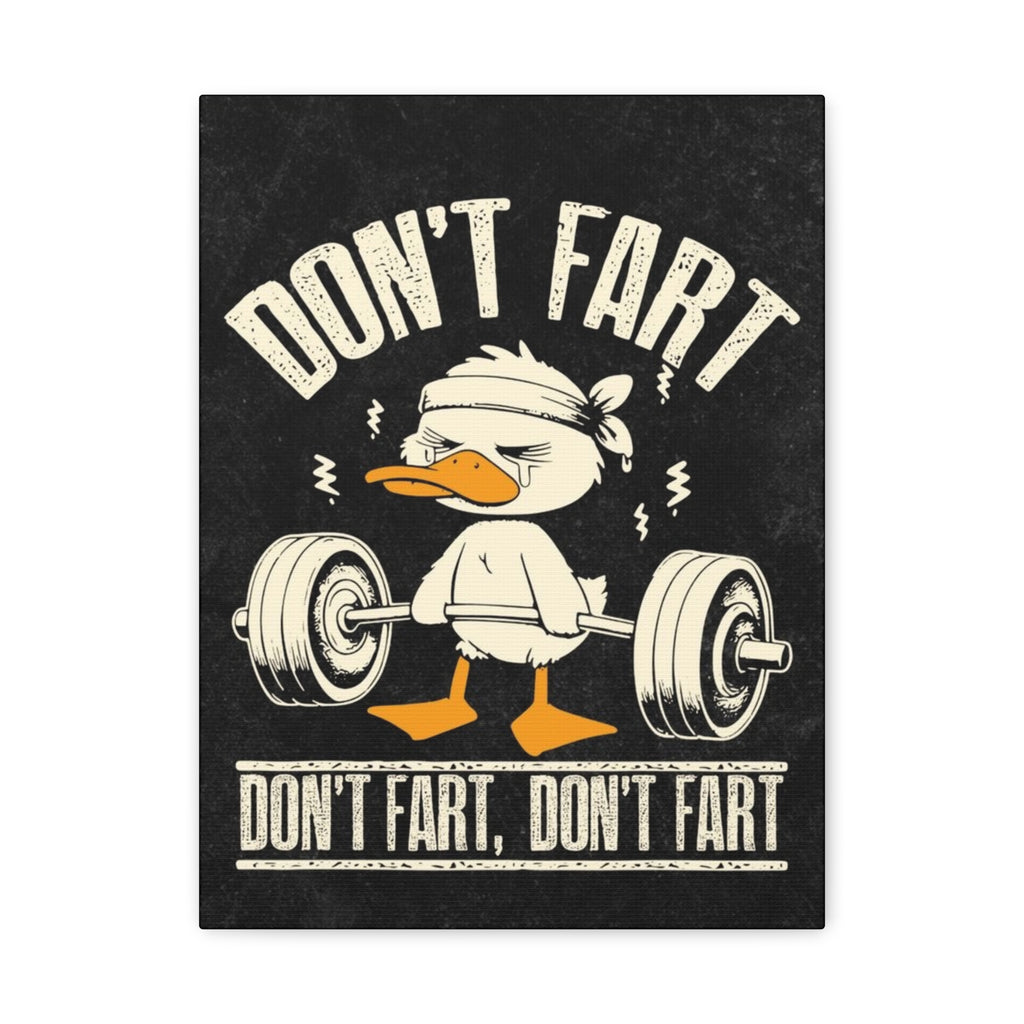 Don’t Fart Weightlifting Duck Matte Canvas Wall Art