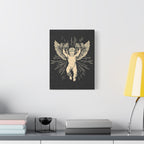 Angel Lifting Weights Matte Canvas Print — Vintage Cherub Fitness Wall Art