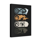 Elemental Avatar Art Canvas — Water, Fire, Air & Earth Silhouette Wall Art