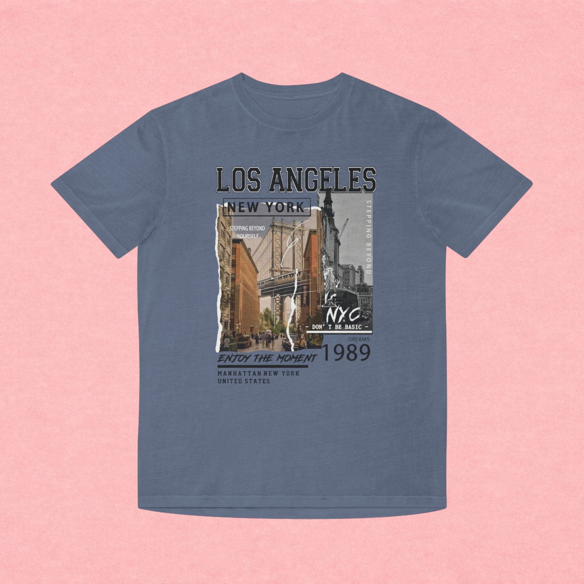 Los Angeles NYC Vintage Graphic Tee — 'Enjoy The Moment' Faded Shirt