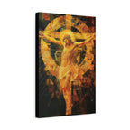 Resplendent Crucifixion Canvas Art — Jesus on Cross Wall Decor (Matte Stretched)