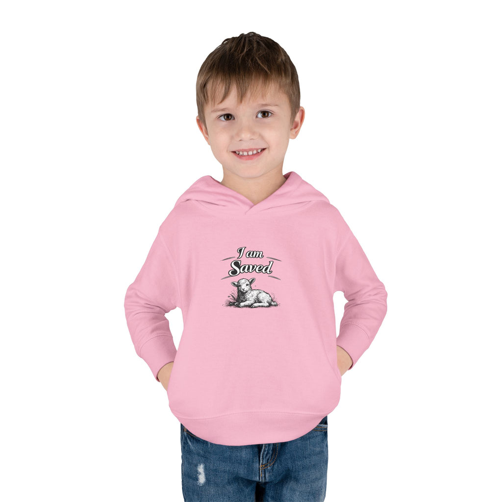 Toddler Hoodie — 'I Am Saved' Lamb & Jesus Portrait Christian Pullover