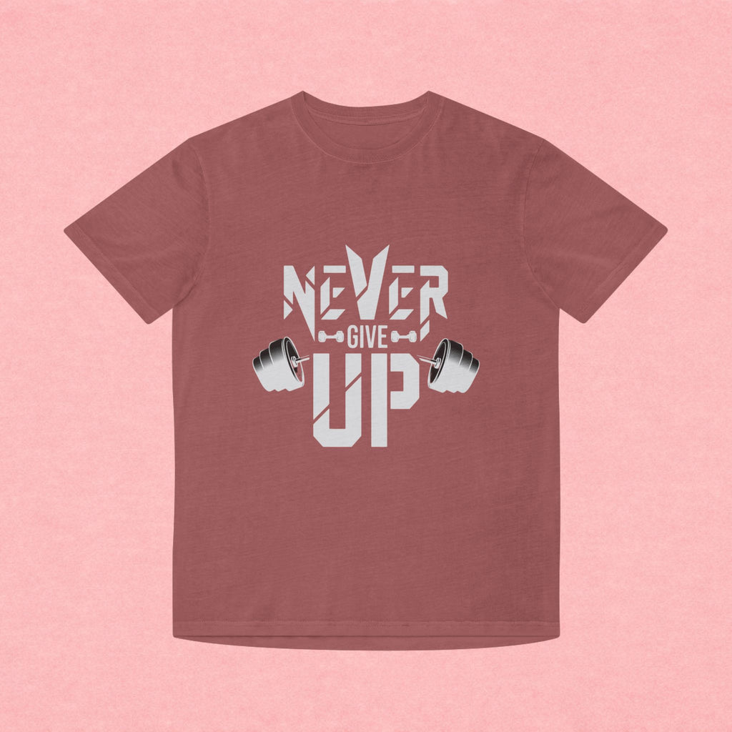 Never Give Up Fitness Tee — Motivational Weightlifting T‑Shirt