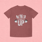Never Give Up Fitness Tee — Motivational Weightlifting T‑Shirt