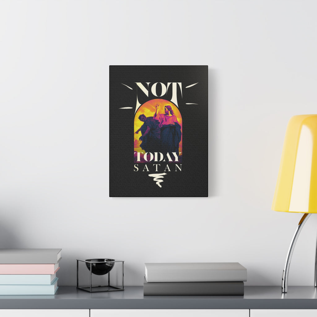 Not Today Satan — Vintage Religious Pop Art Canvas Wall Art