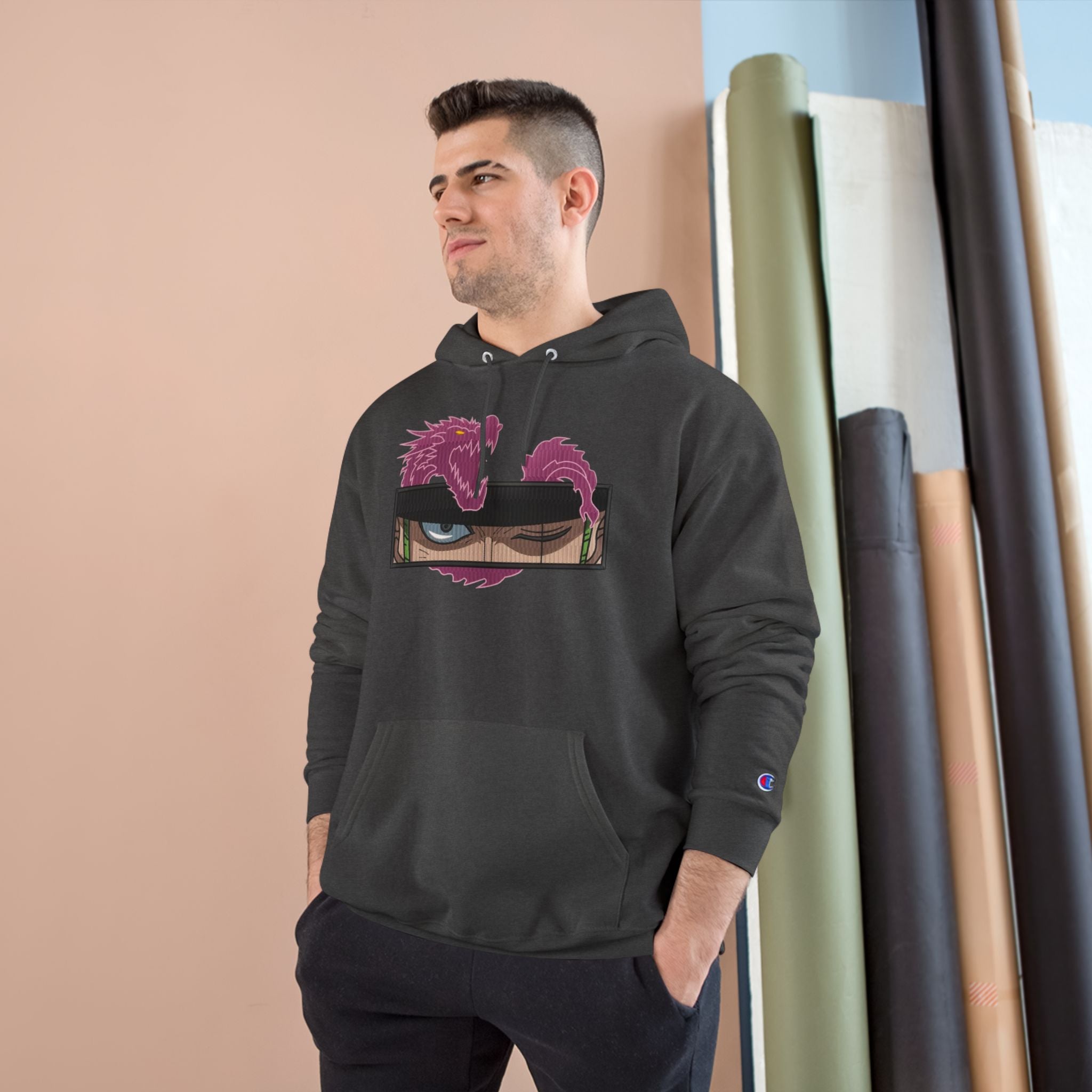 Dragon Eye Hoodie — Anime-Inspired Champion Hoodie with Pink Dragon Graphic