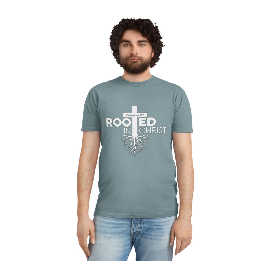 Rooted in Christ T-Shirt — Colossians 2:7 Christian Faith Tee