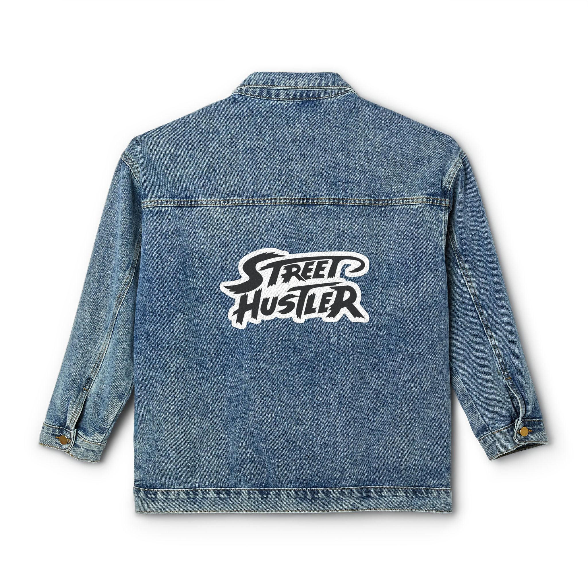 Street Hustler Denim Jacket - Women's Retro Graphic Jean Jacket