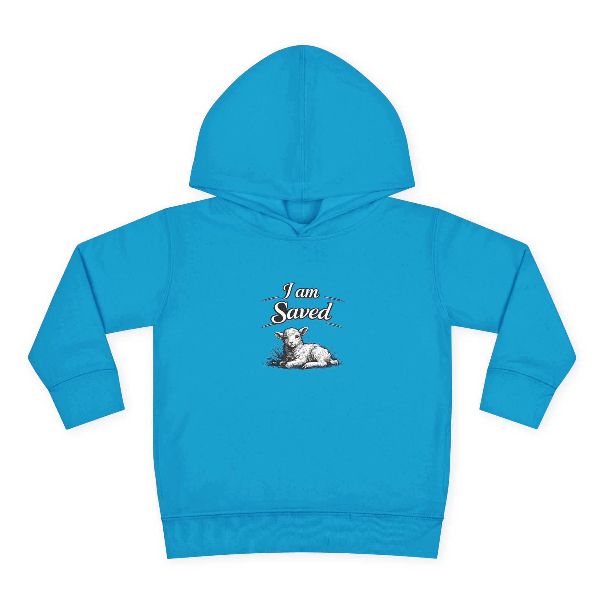 Toddler Hoodie — 'I Am Saved' Lamb & Jesus Portrait Christian Pullover