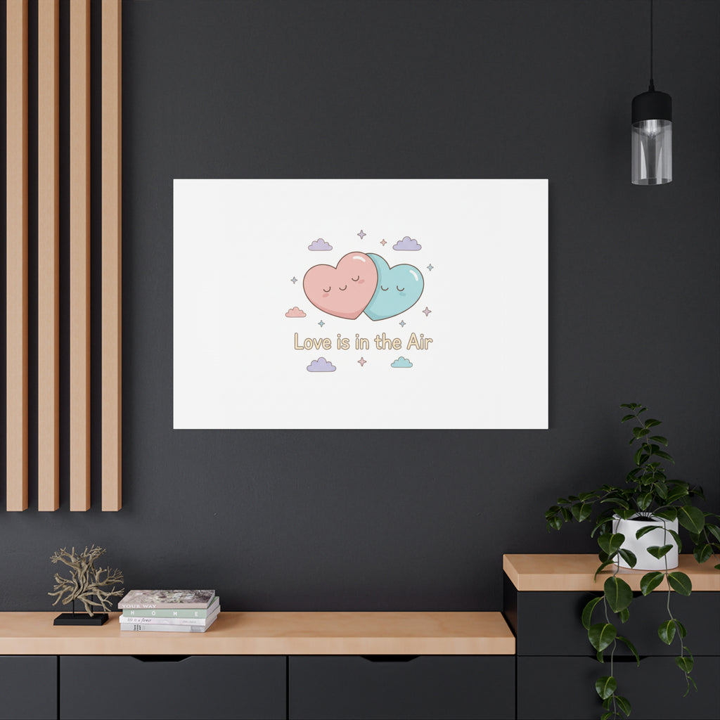 Love Is in the Air Heart Illustration Canvas | Micro‑Romance Galentine’s Pastel