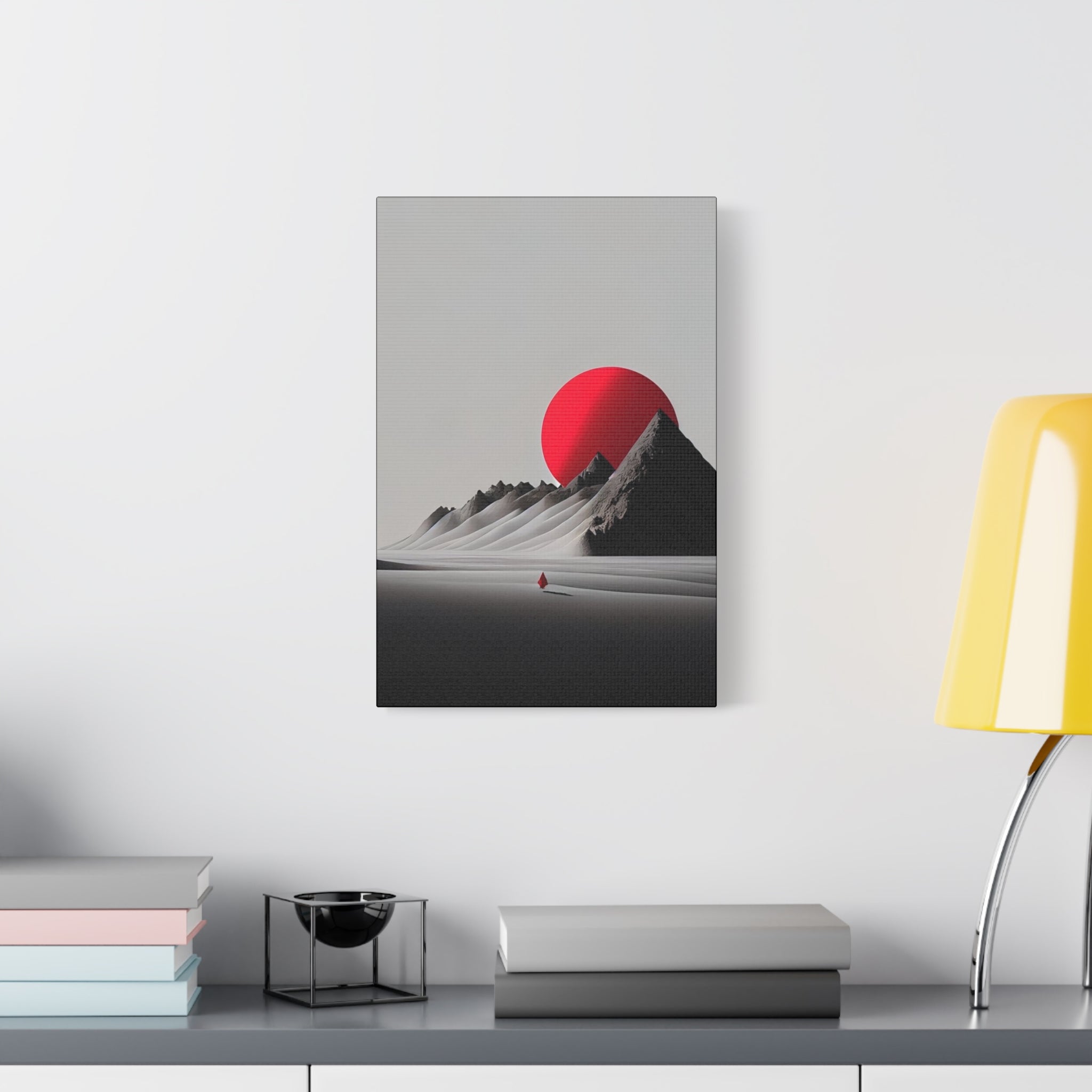 Red Sun Minimalist Landscape Canvas