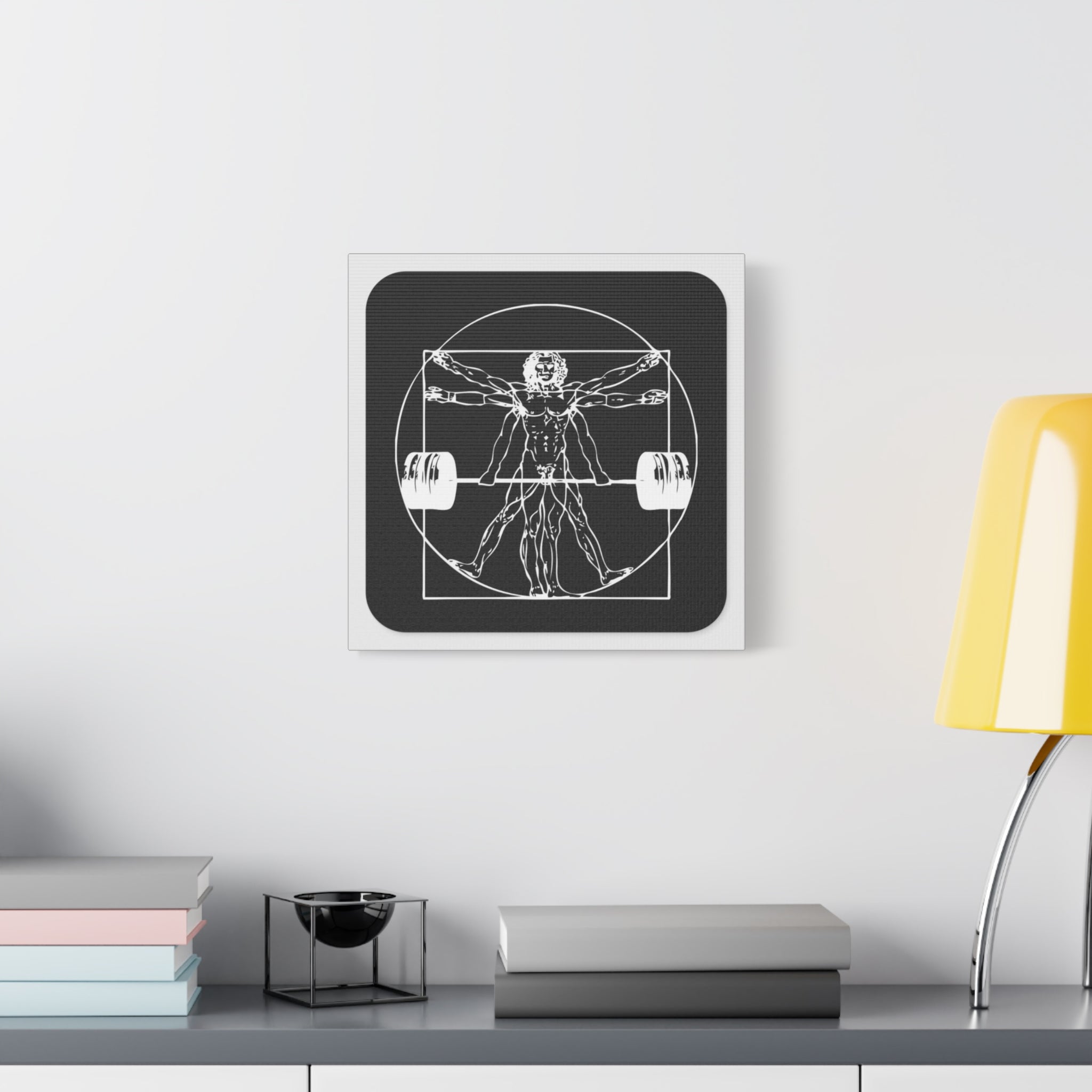 Weightlifting Vitruvian Man Matte Canvas Art — Gym Wall Decor
