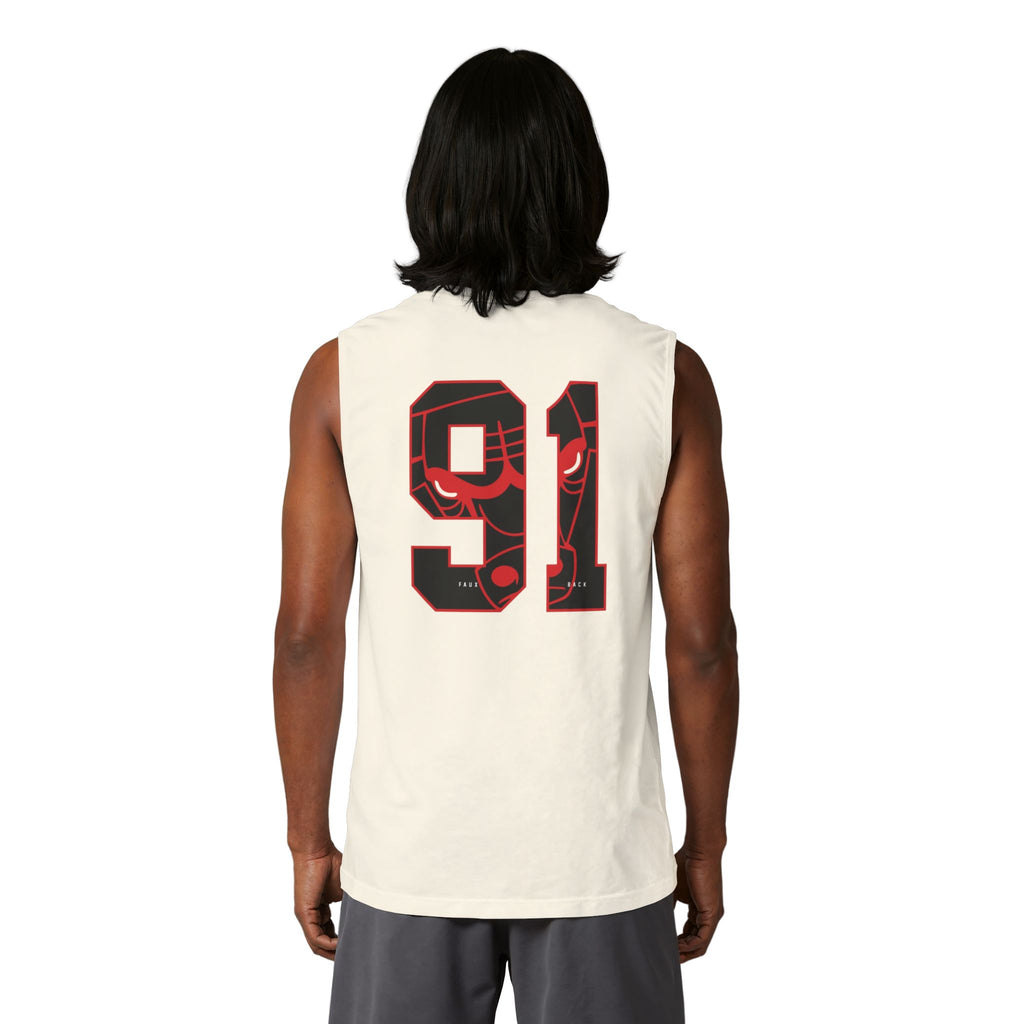 GOAT Muscle Tank Top — Number 91 Graphic Back, Athletic Streetwear