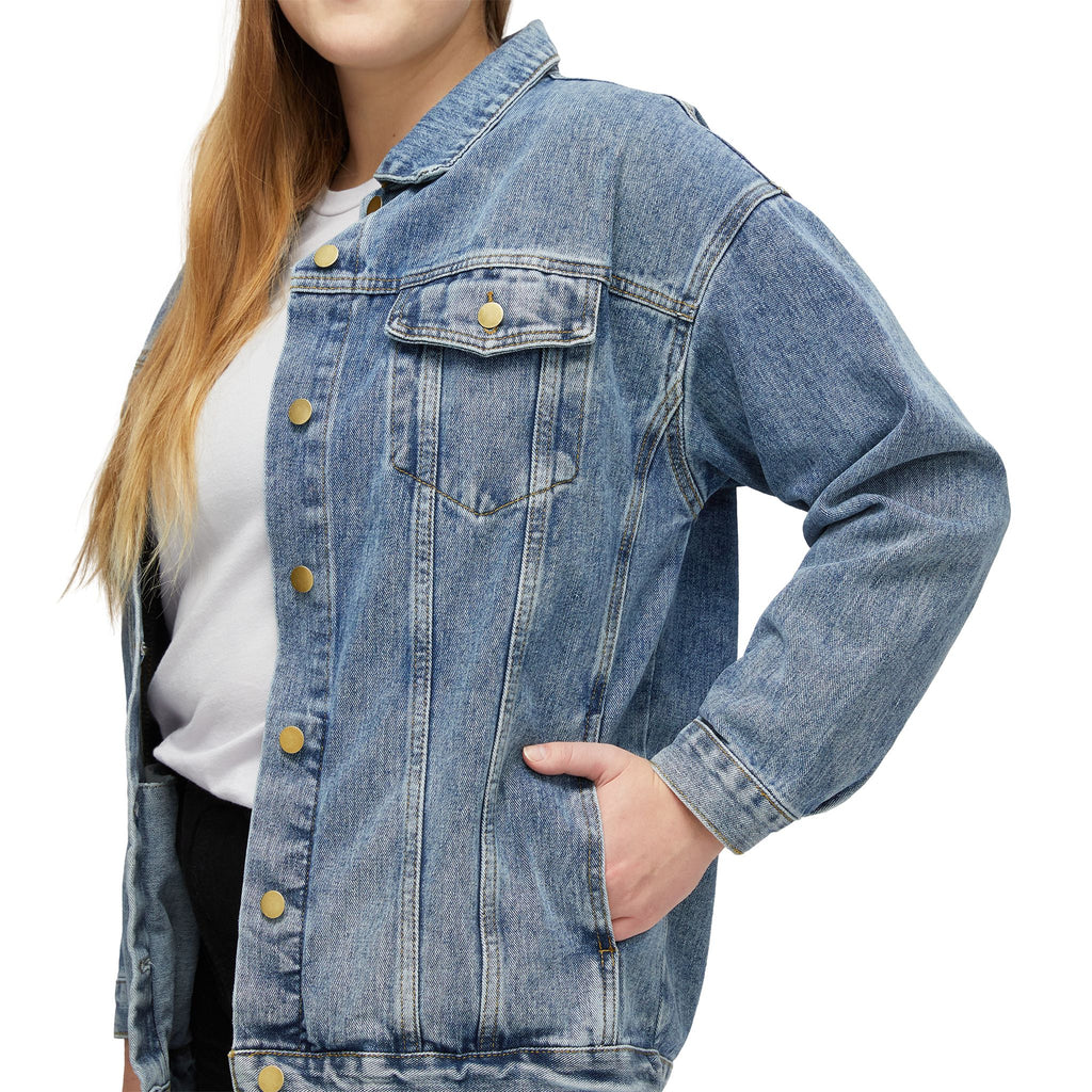 Street Hustler Denim Jacket - Women's Retro Graphic Jean Jacket