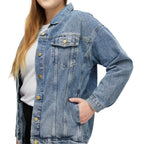 Street Hustler Denim Jacket - Women's Retro Graphic Jean Jacket