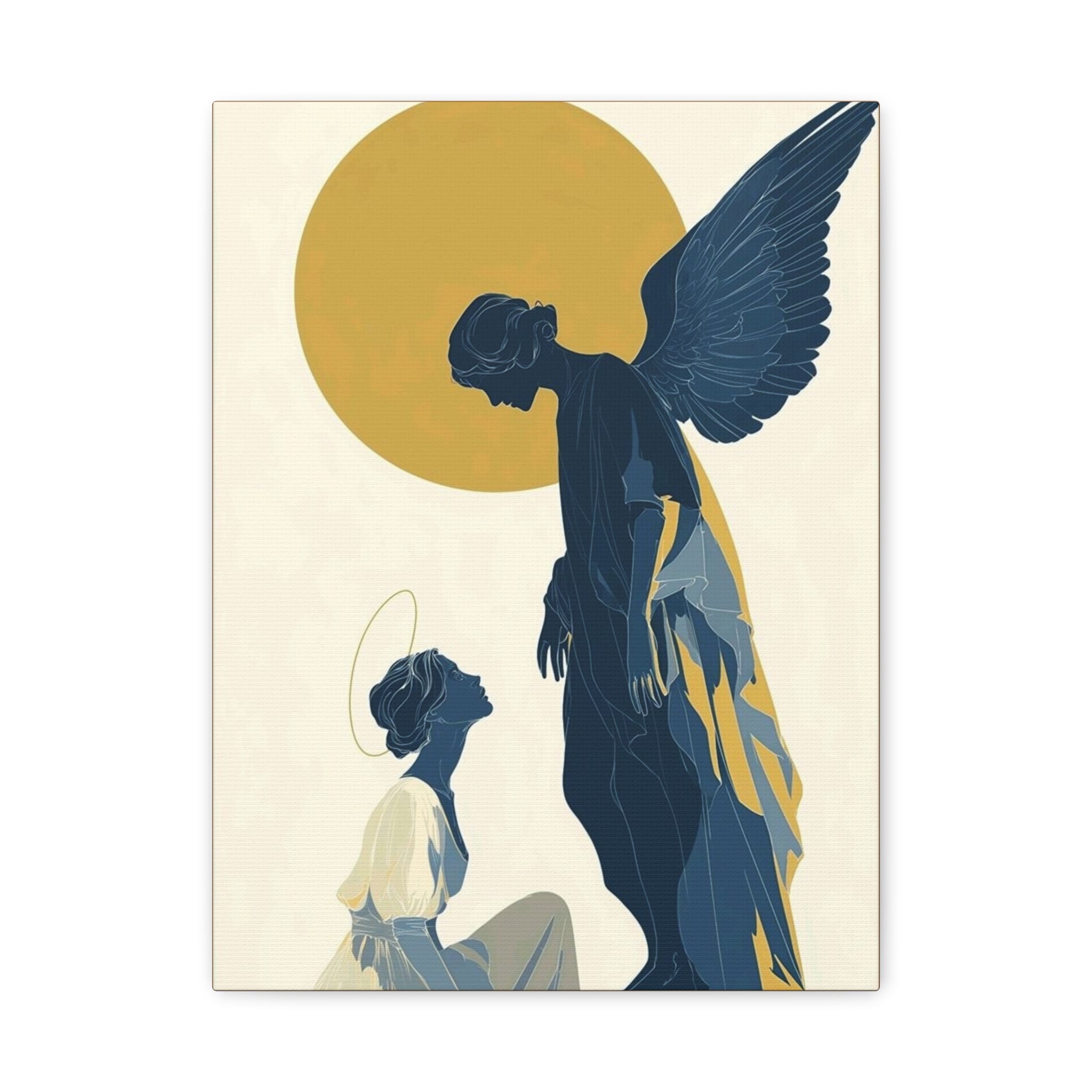 Angel Prayer Matte Canvas Wall Art — Golden Halo Stretched Canvas