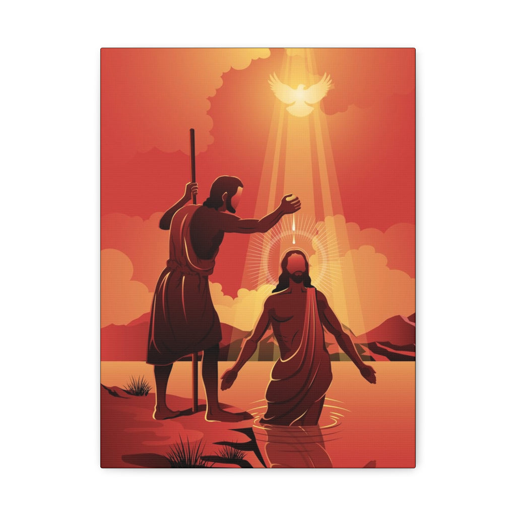 Baptism Scene Matte Canvas Print — Religious Christian Wall Art