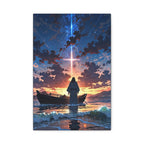 Sunset Cross Canvas Art — Spiritual Boat Scene Matte Stretched Wall Decor