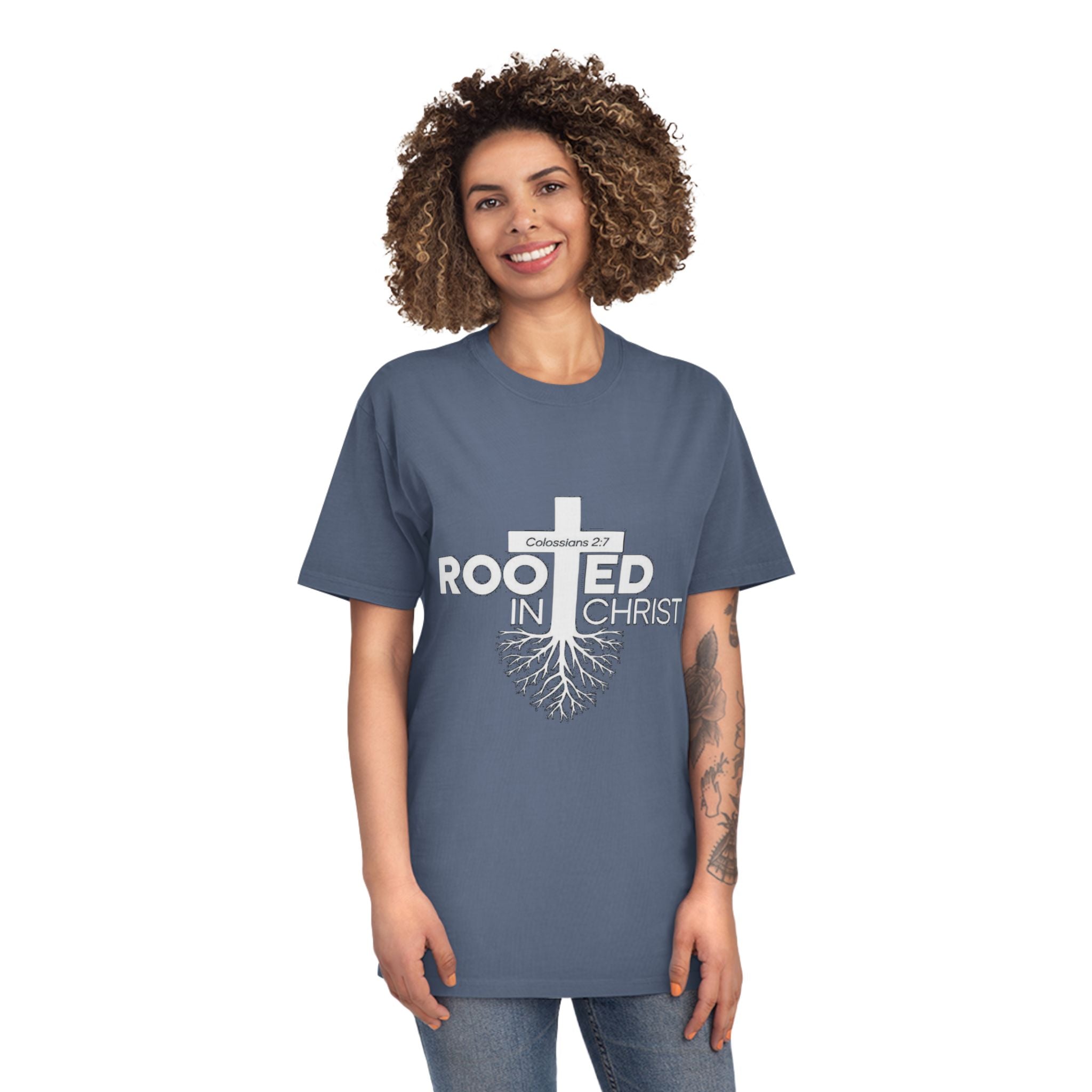 Rooted in Christ T-Shirt — Colossians 2:7 Christian Faith Tee