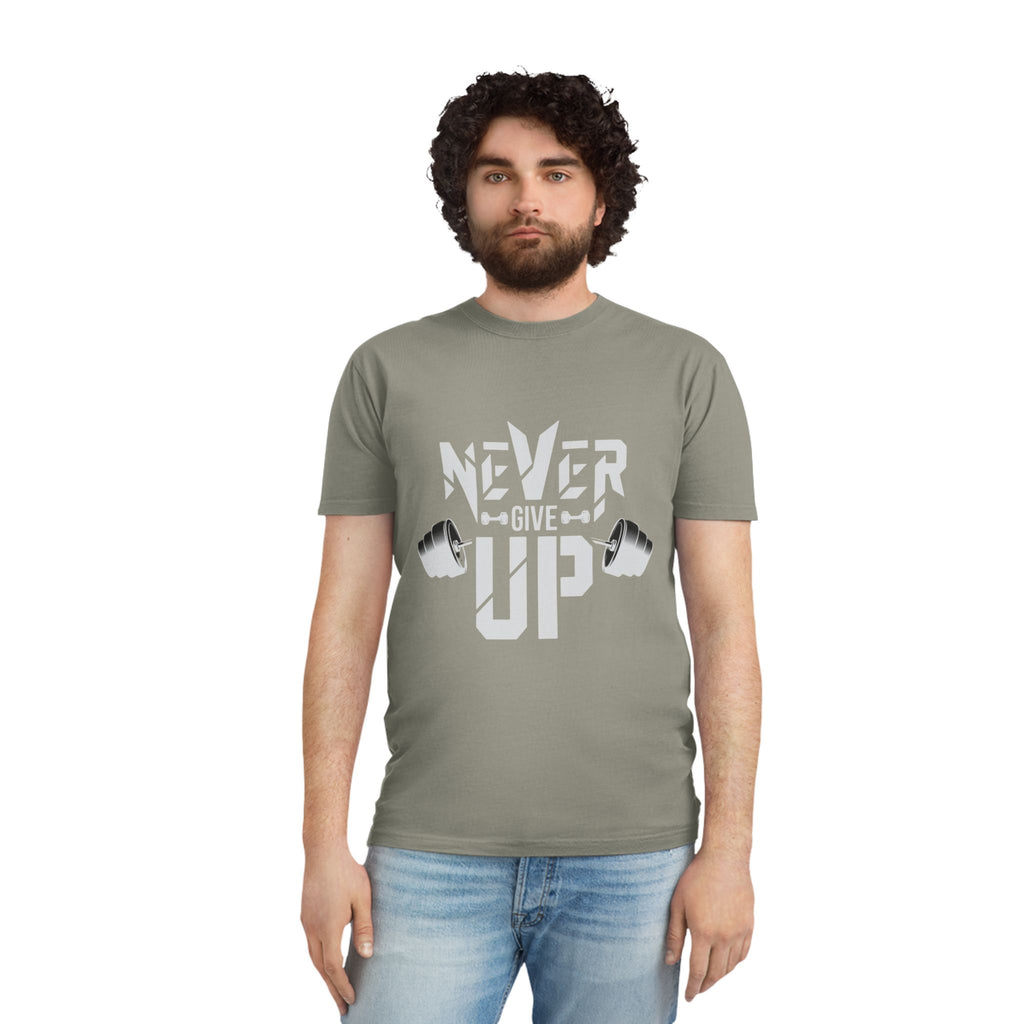 Never Give Up Fitness Tee — Motivational Weightlifting T‑Shirt
