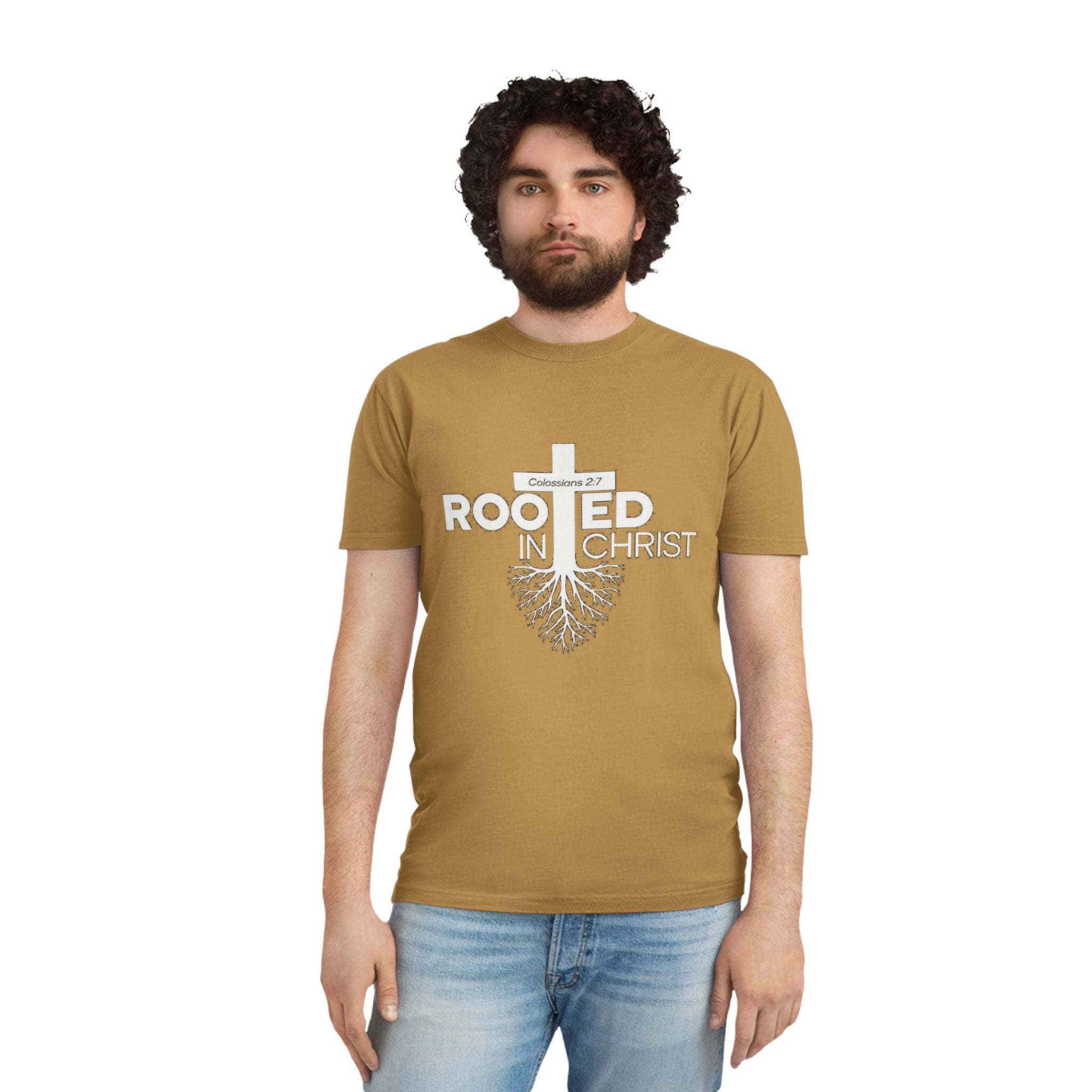 Rooted in Christ T-Shirt — Colossians 2:7 Christian Faith Tee