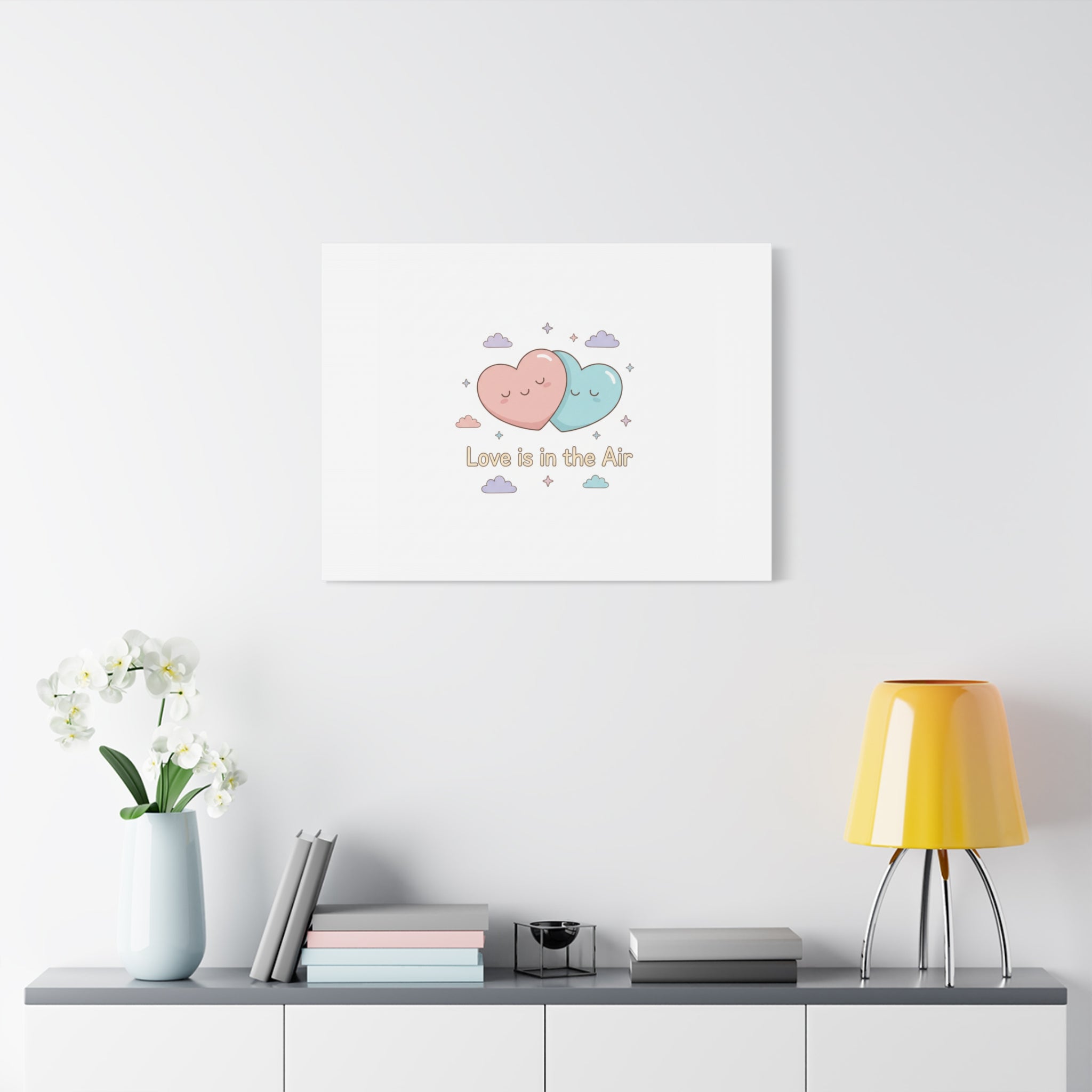 Love Is in the Air Heart Illustration Canvas | Micro‑Romance Galentine’s Pastel