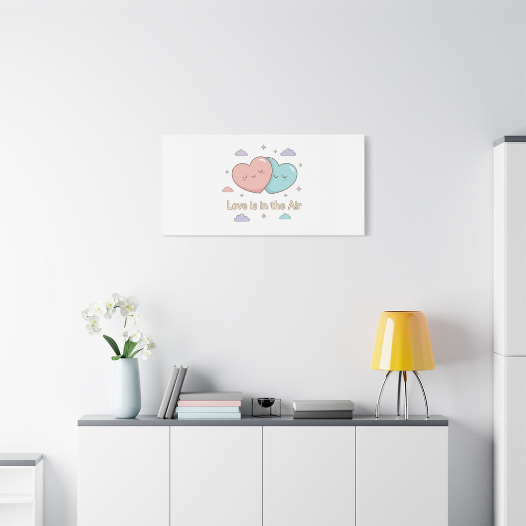 Love Is in the Air Heart Illustration Canvas | Micro‑Romance Galentine’s Pastel