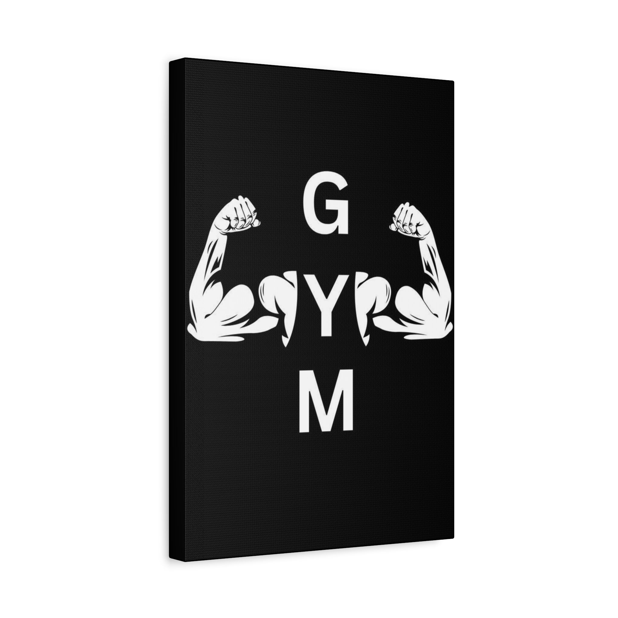 Gym Wall Art Canvas – Black 'GYM' Muscle Arms Fitness Print
